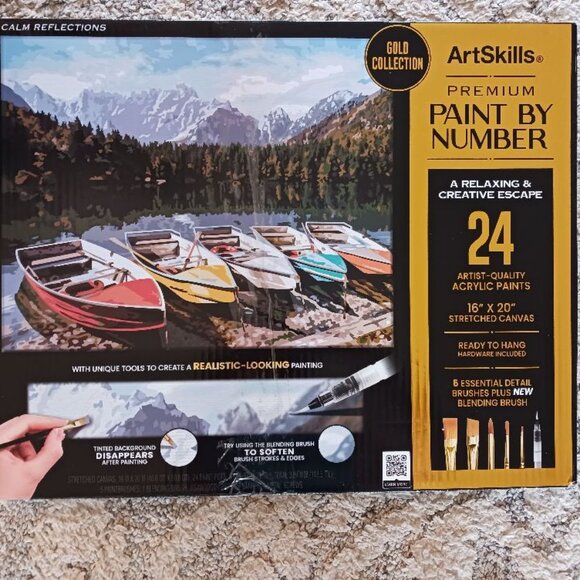 Art Skills Gold Collection PAINT BY NUMBER 16x20 Stretched Canvas Acrylic Paints - Picture 2 of 6